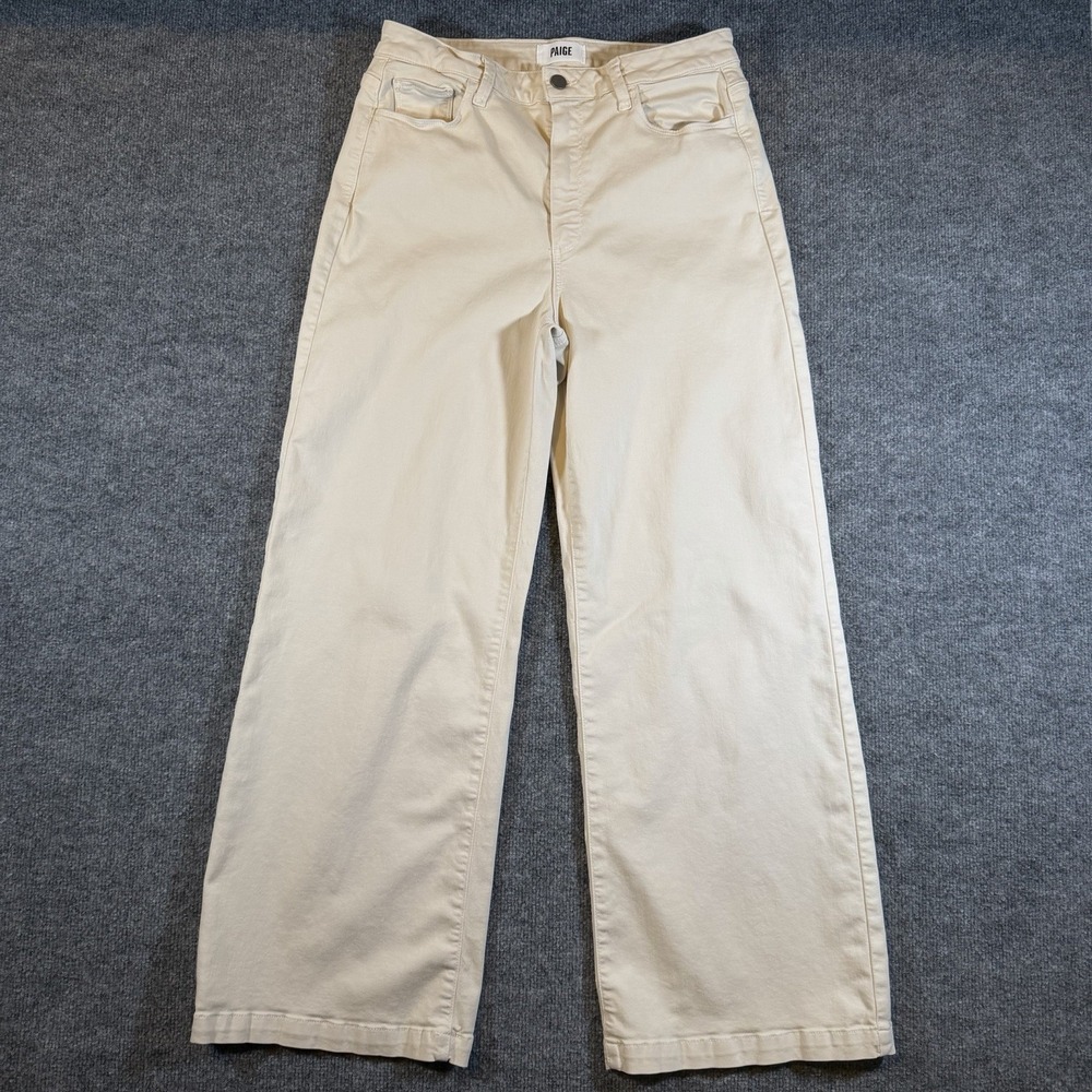 Paige Genesee High Rise‎ Wide Leg Jeans Sandie Beige Neutral Woman's Size 31